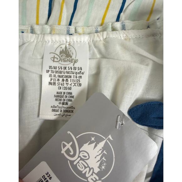Disney Girls A-Line Dresss Size 5 6 White Stripe Stitch Sundress Ruffle NWT New - Picture 7 of 9